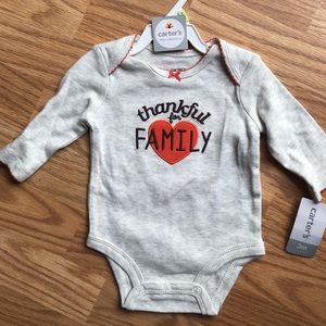 Carters Thankful for family Thanksgiving onesie outfit shirt